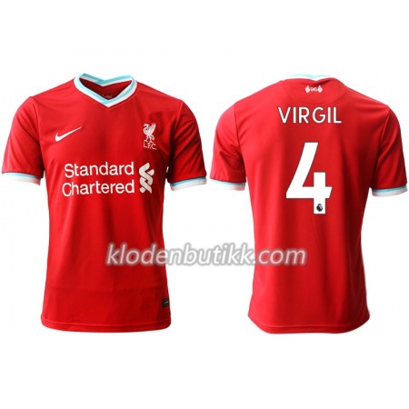 Liverpool Virgil van Dijk 4 Hjemme Fotballdrakt 2020-2021 Kortermet